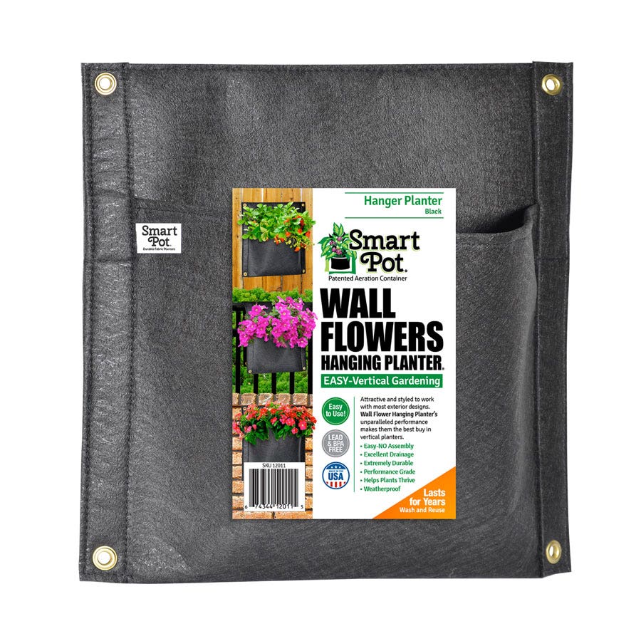 black wall hanging planter Smart Pot Wall Flower Hanging Planter 3-Gallon Fabric Planter (Black)