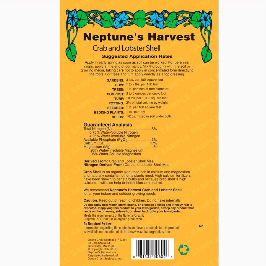 Neptune's Harvest Organic Crab & Lobster Shell (5-3-0) Fertilizer 4lb Bag