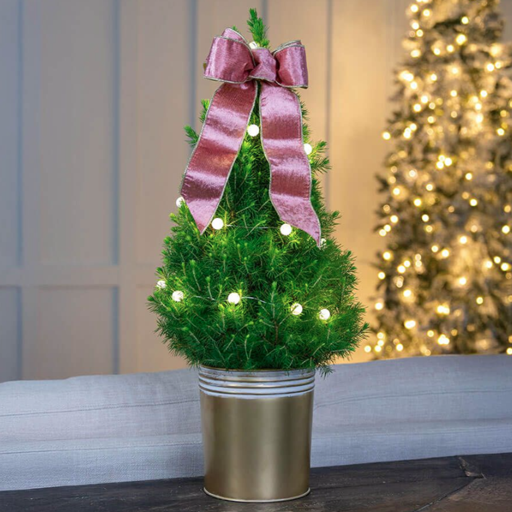Pink Shimmer Potted Christmas Tree
